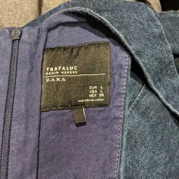 Zara Trafaluc - Denim Dungaree Jumper Pinafore Apron Dress 9123/285/401 | Large - Picture 7 of 16